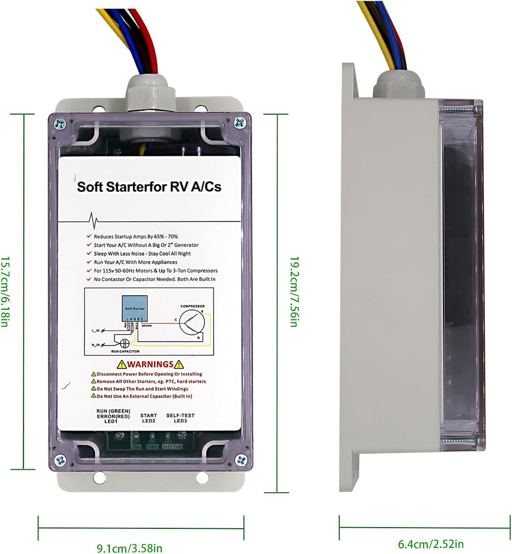 Soft starter for RV air conditioners and appliances K633