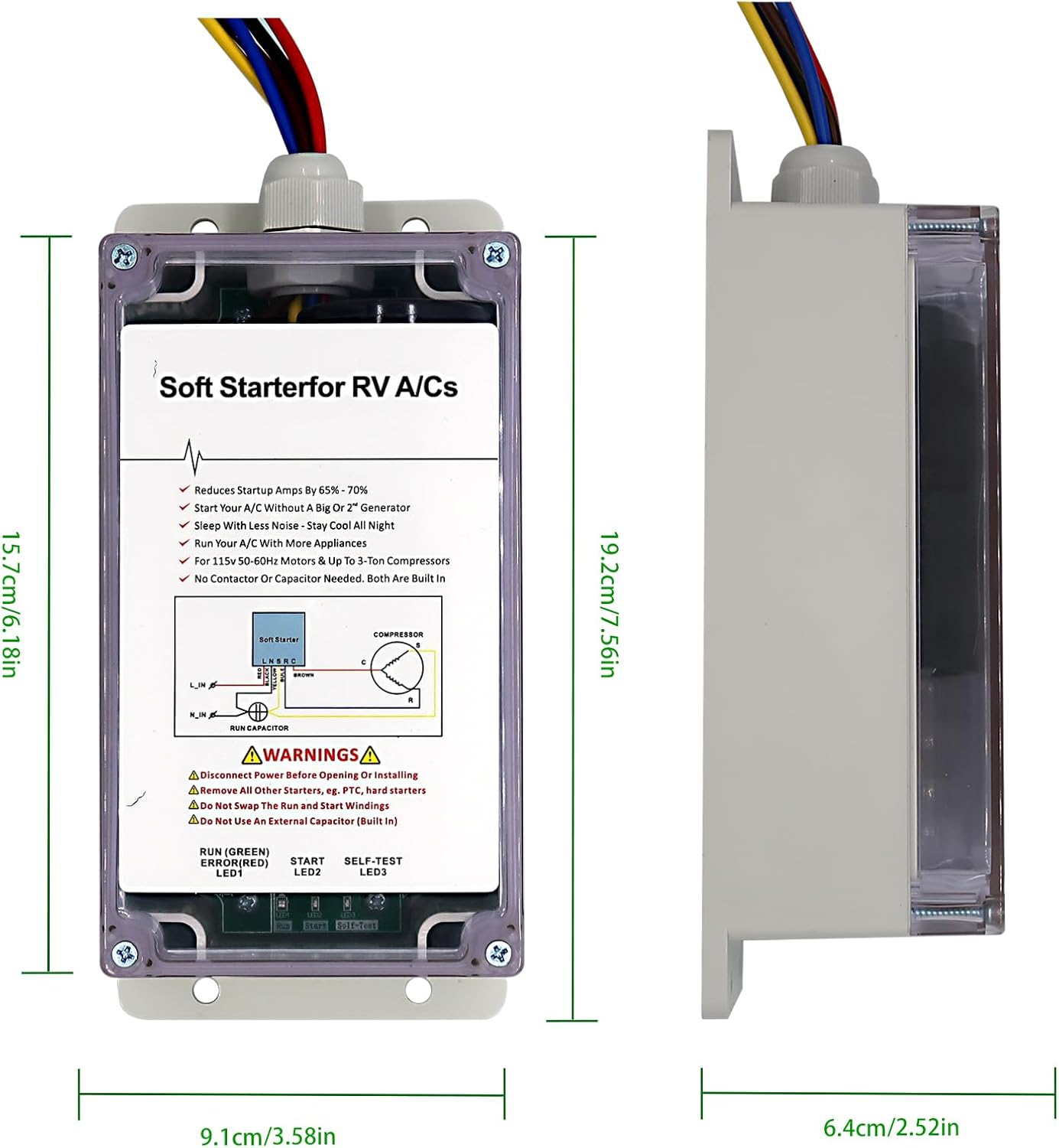 Soft starter for RV air conditioners and appliances K633