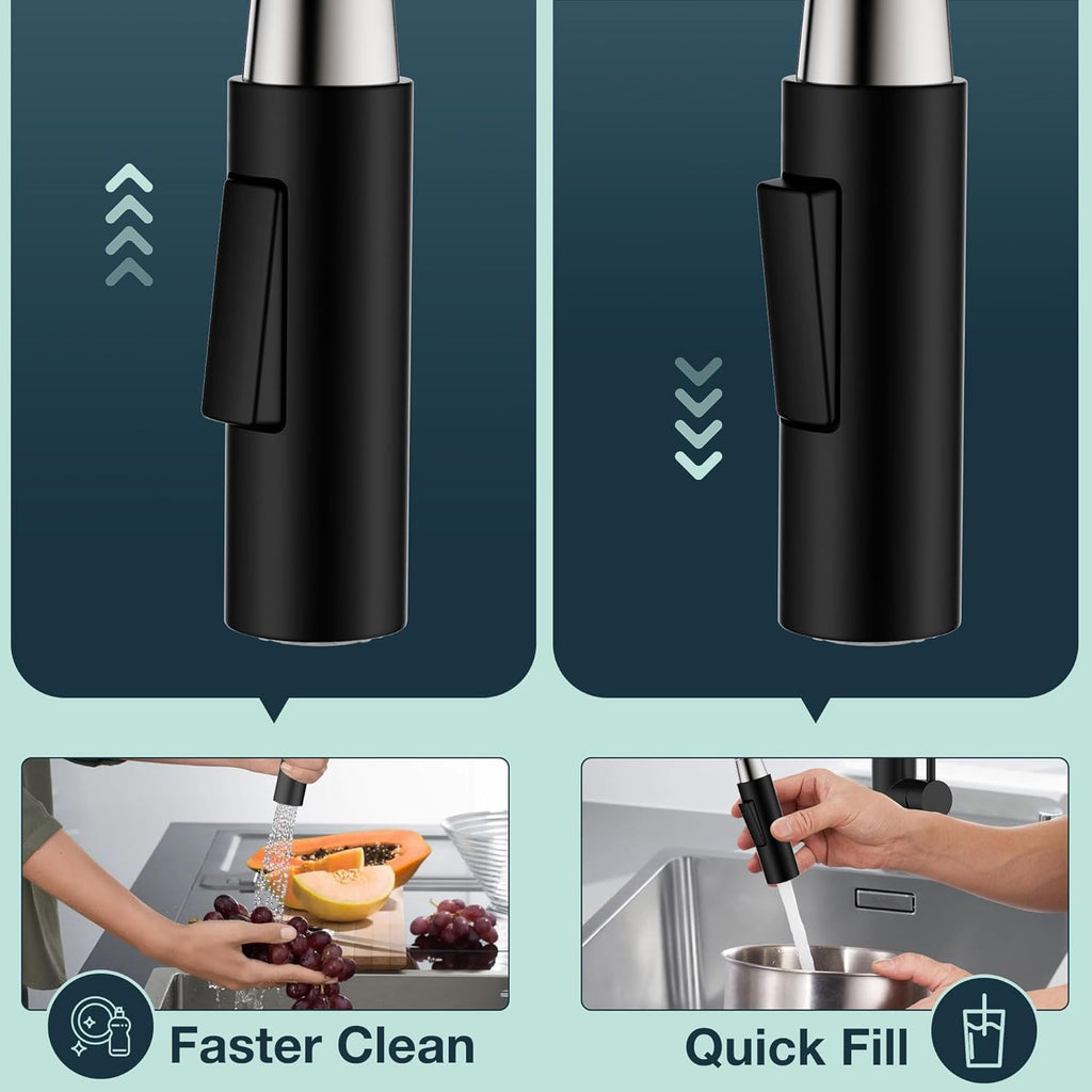 Black Kitchen Faucet with Pull Down Sprayer, High Arc Spout Y545