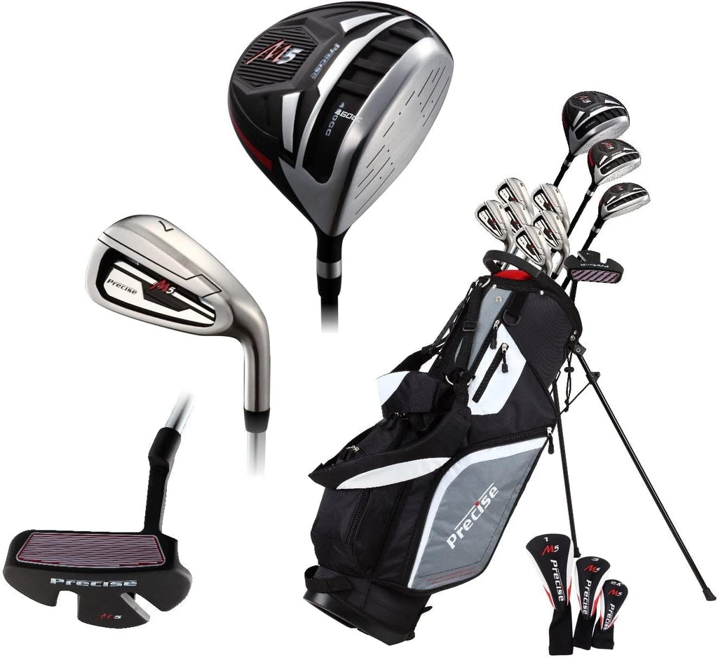 Men's Complete Golf Clubs Package Set with Titanium Driver, Fairway, Hybrid, Irons, Putter, Stand Bag R897964