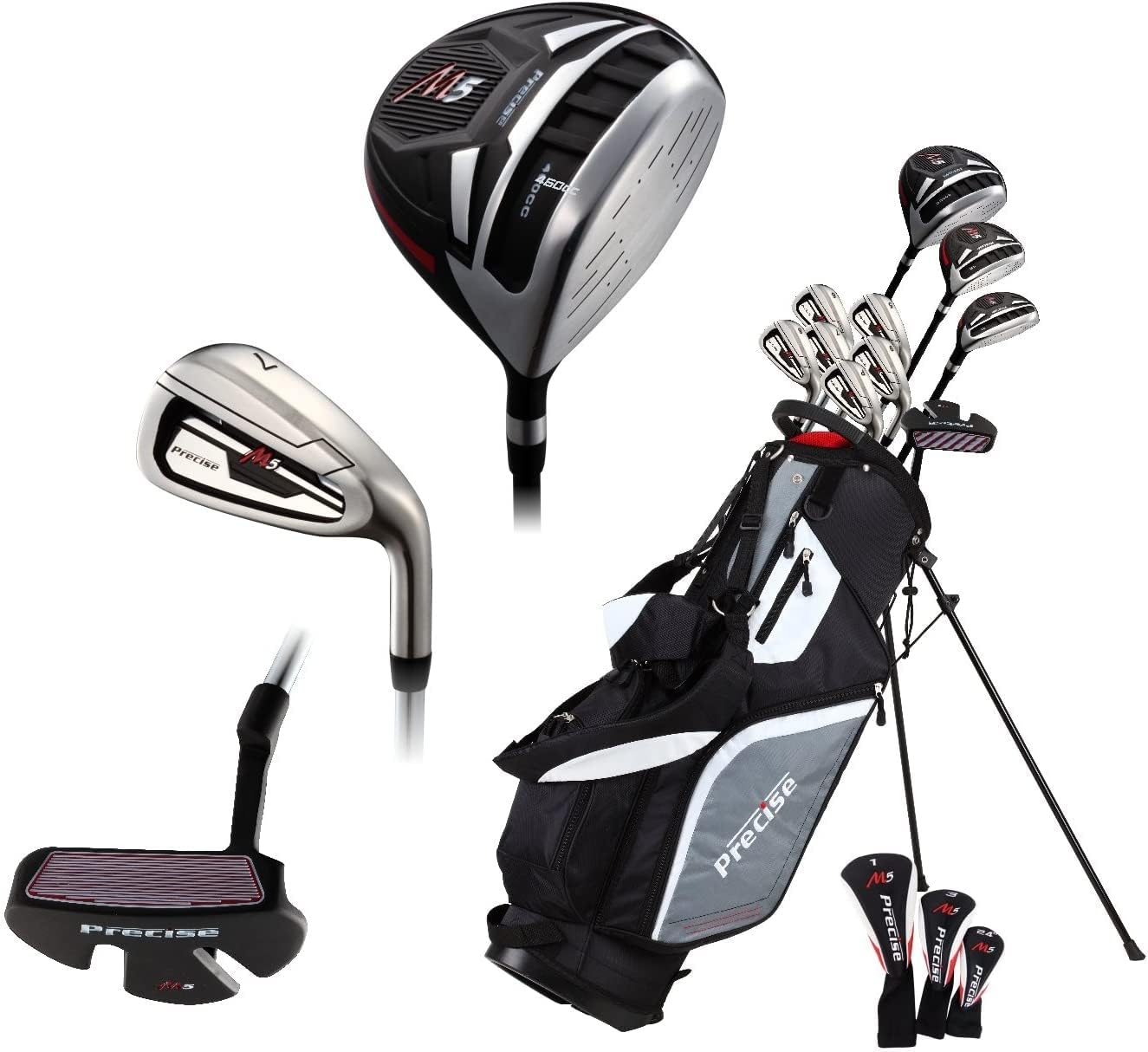 Men's Complete Golf Clubs Package Set with Titanium Driver, Fairway, Hybrid, Irons, Putter, Stand Bag R897964