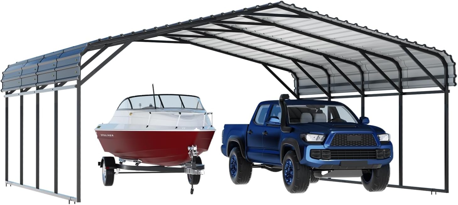 20' x 20' Metal Carport with Galvanized Steel Roof for SUV, Truck and Boats F287162