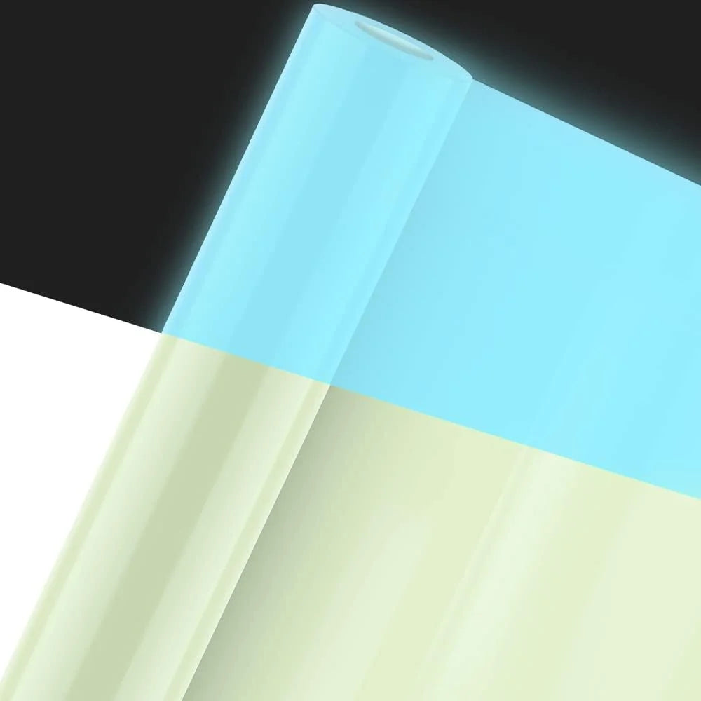 Glow in The Dark Blue Adhesive Vinyl Roll 12 Inches x 4 Feet with Transfer Paper Sheet H714