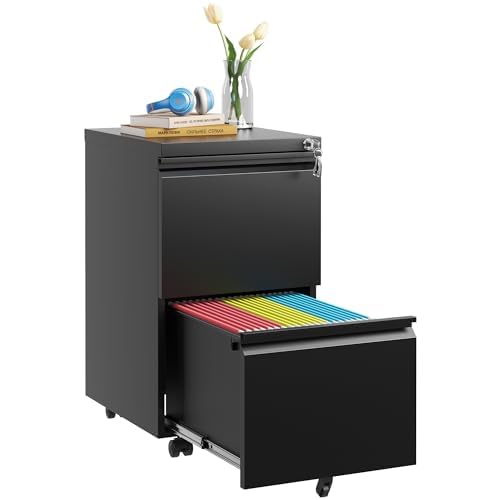 3-Drawer Mobile File Cabinet with Lock,Rolling Metal Office Storage Filing Cabinet Under Desk,Vertical Locking Small File Cabinets with Wheels for Home Office,Legal/Letter/A4,Fully Assembled White