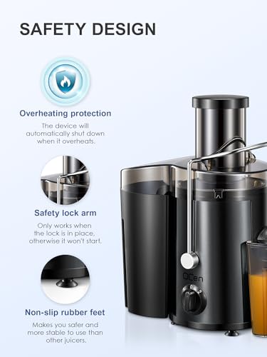 Juicer Machine, 800W Centrifugal Extractor with Wide Mouth Feed Chute, Stainless Steel, BPA-free Y425329