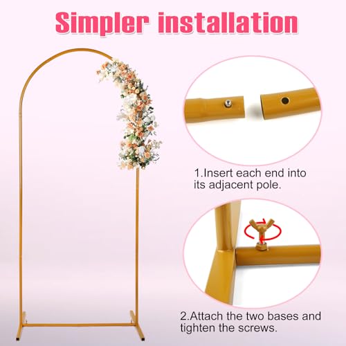 Metal Arch Backdrop Stand Set of 3, Gold, 7.2FT/6.6FT/6FT for Party Decoration M777