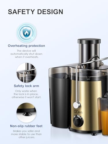 Juicer Machine, 800W Centrifugal Extractor with Wide Mouth Feed Chute, Stainless Steel, BPA-free Y425329