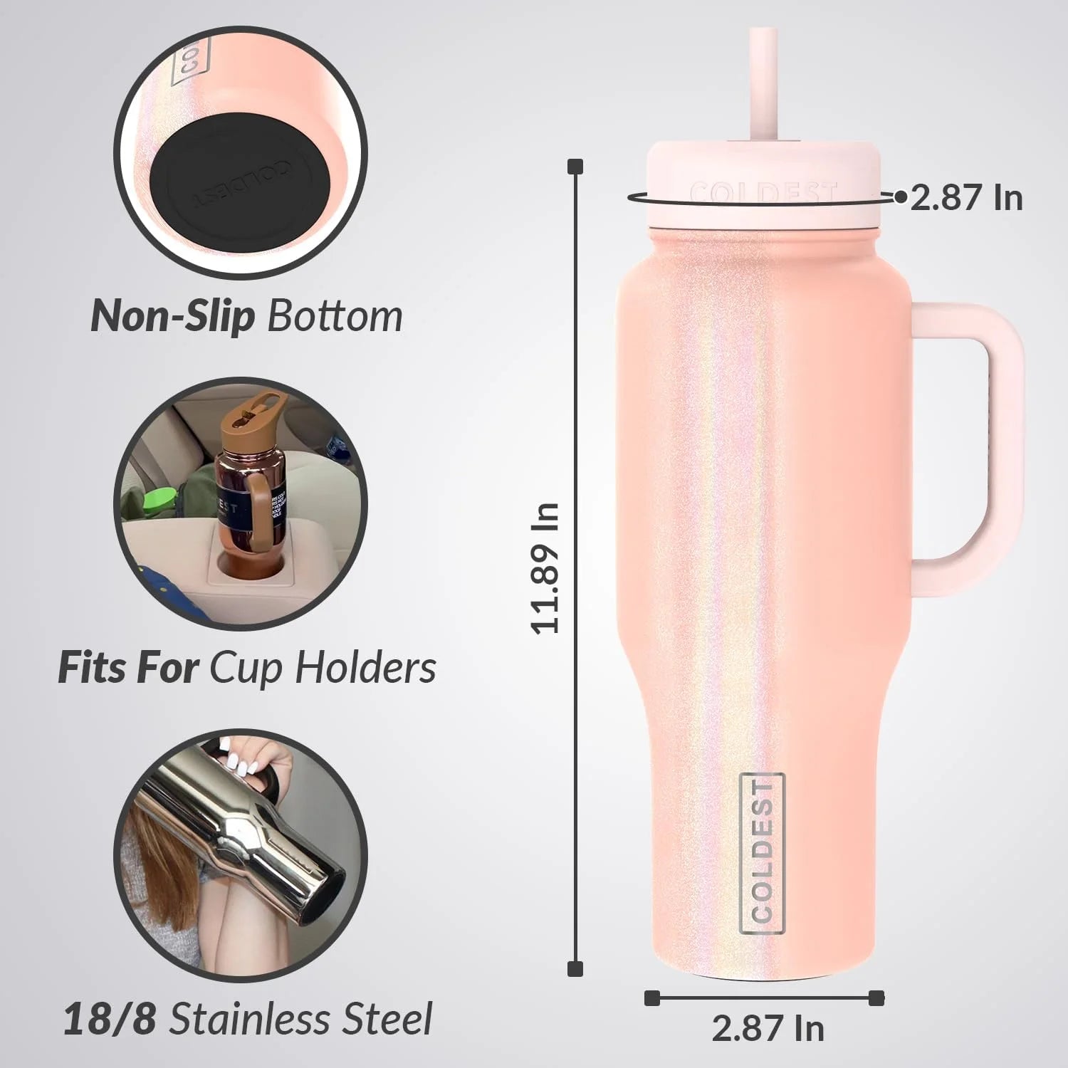 Insulated Stainless Steel Tumbler with Handle and Straw Lid, 36 oz Z440