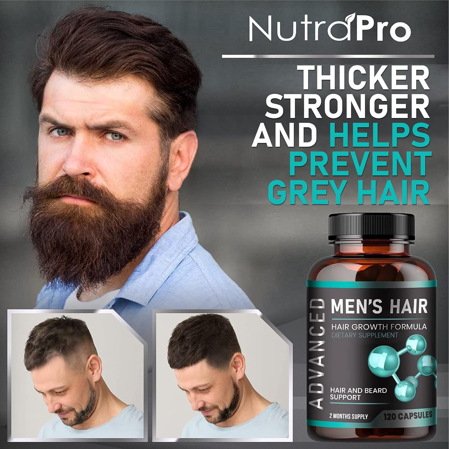 Hair Growth Vitamins for Men, Anti Hair Loss Pills with Biotin and Saw Palmetto, 120 Caps H973