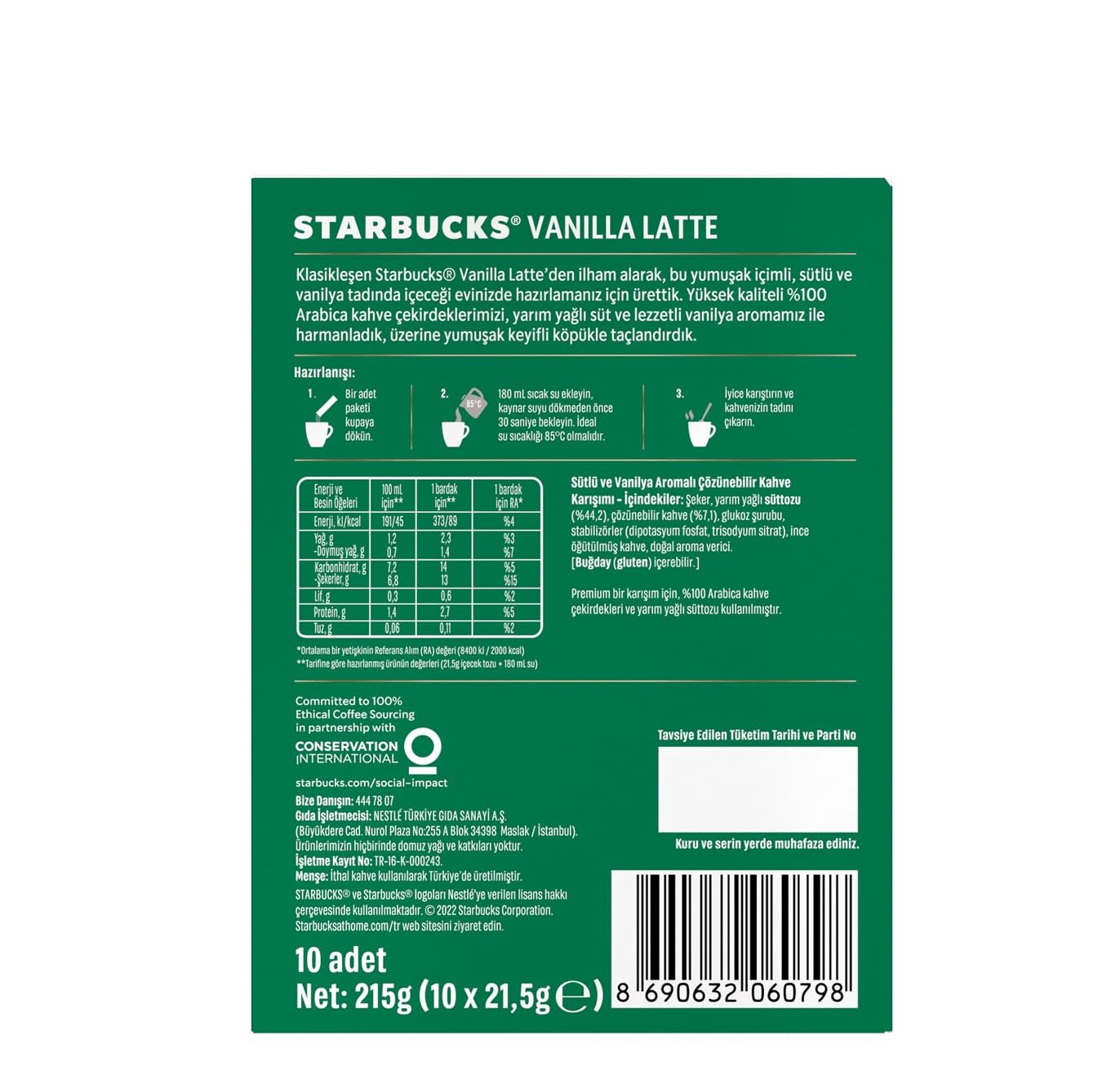 Vanilla Latte Instant Coffee, 10 Packets P730