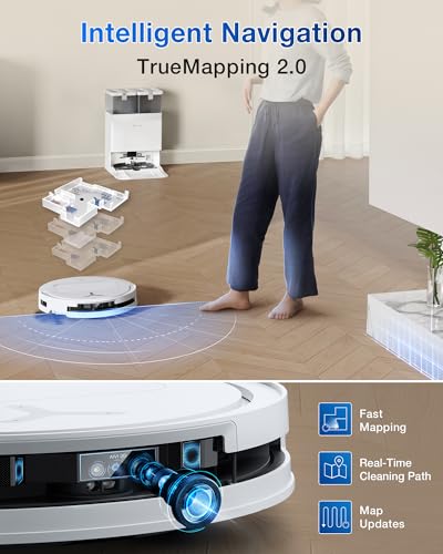 Robot Vacuum and Mop, 18500Pa Suction, Auto-Lift, Self-Emptying C481