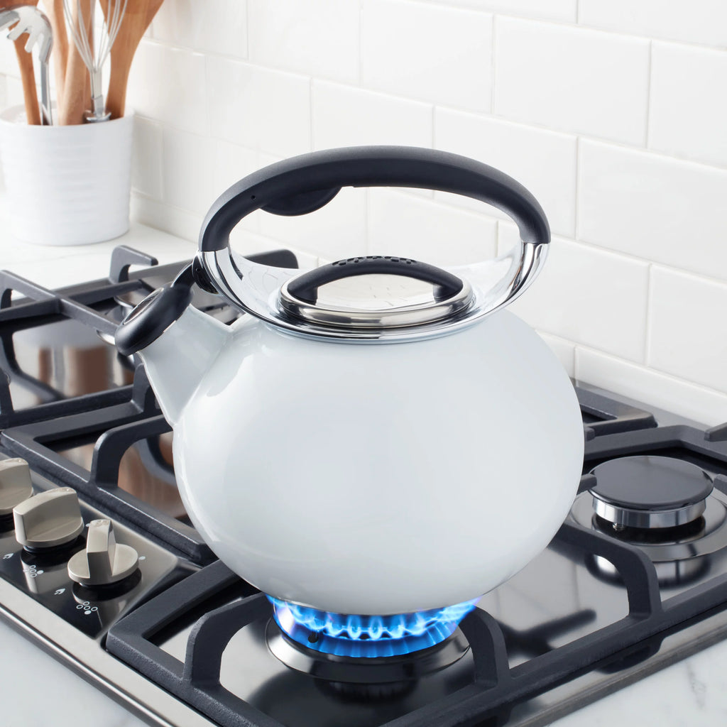 White Enamel Steel Tea Kettle A5457