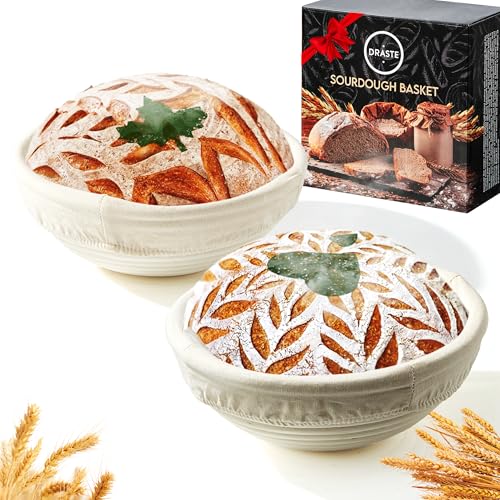 10 Inch Oval Banneton Baskets Sourdough Bread Proofing Baskets For Sourdough Banneton Basket, Banneton Bread Proofing Basket Set, Sourdough Baking Supplies, Bread Making Kit, Bread Baskets Set Of 2