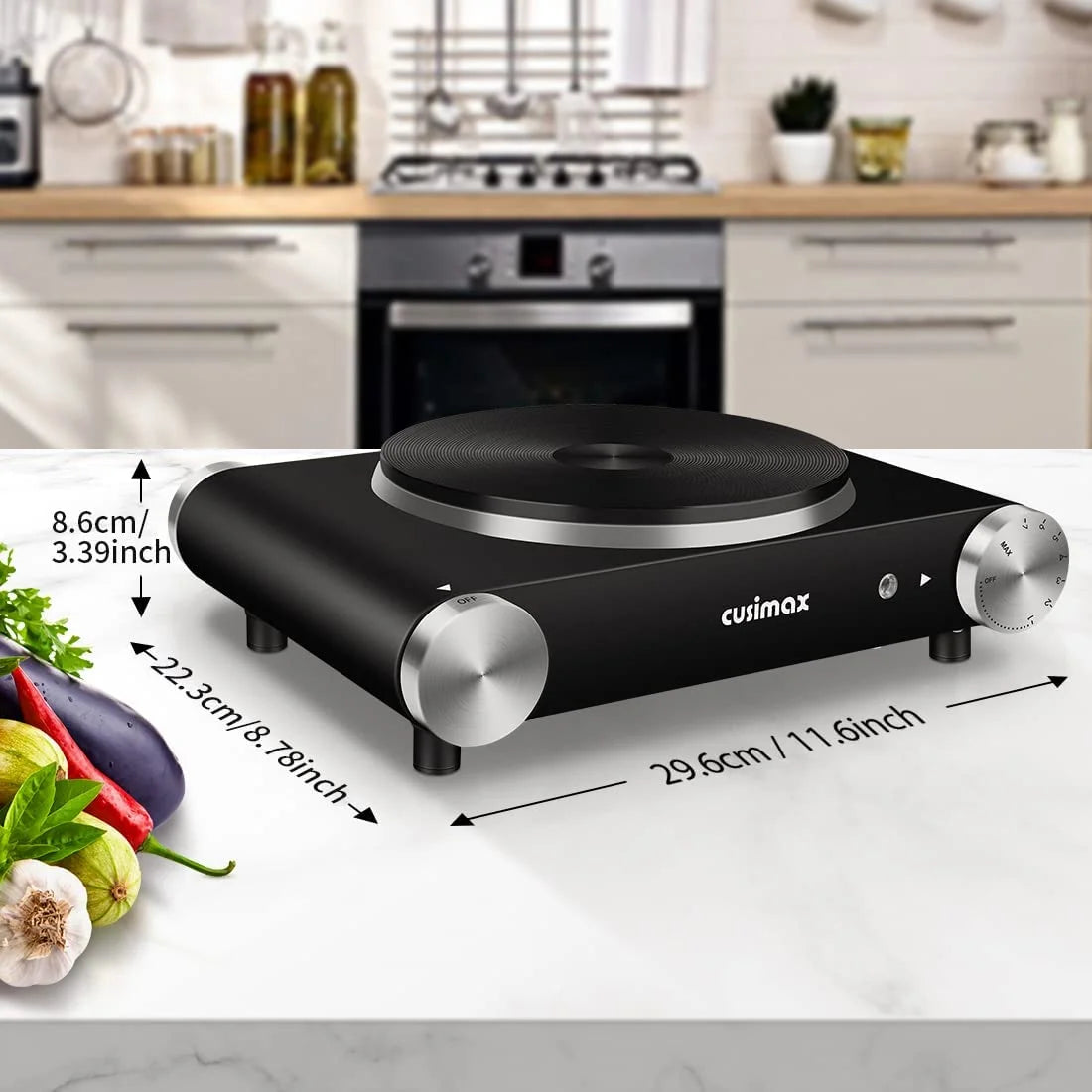1500W Electric Hot Plate Portable Single Burner Adjustable Temperature M86372