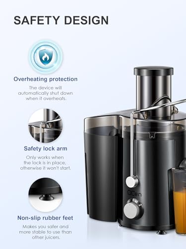 Juicer Machine, 800W Centrifugal Extractor with Wide Mouth Feed Chute, Stainless Steel, BPA-free Y425329