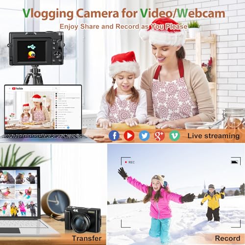 4K 48MP Digital Camera for Photography and Video, Flip Screen, Autofocus, Travel N47691