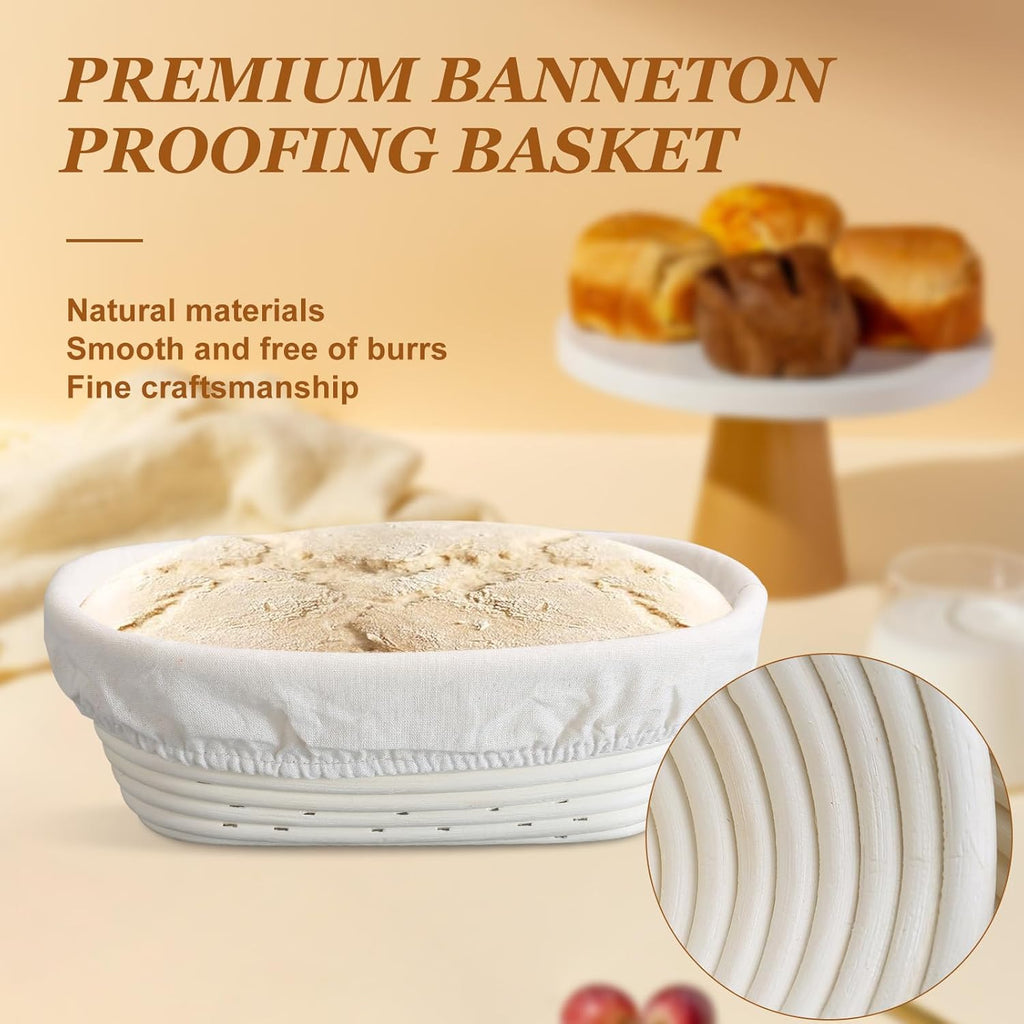 Bread Proofing Baskets Set of 2, 10 Inch Oval Cane Sourdough Rising Basket I904581