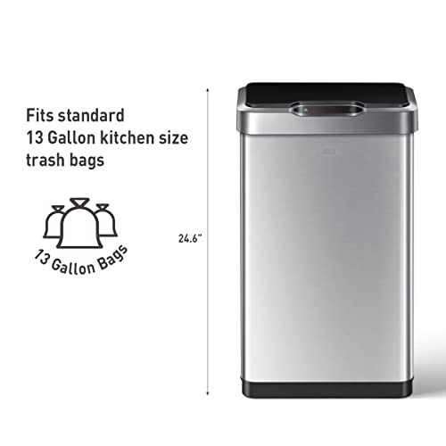 Touchless Motion Sensor Trash Can, 13.2 Gallon, Brushed Stainless Steel A497976