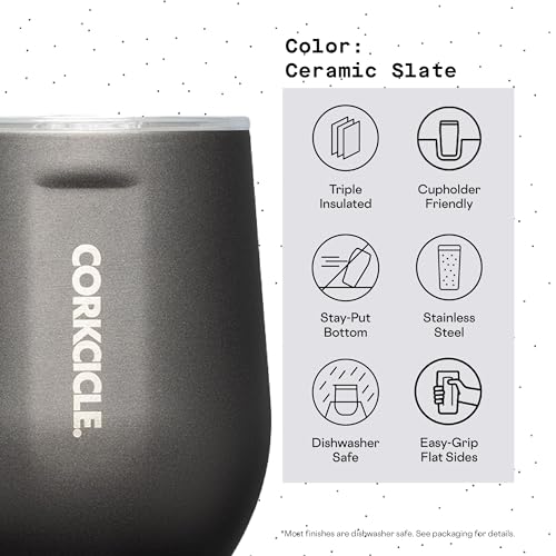 Insulated Stemless Wine Glass Tumbler, 12 oz, Stainless Steel, Powder Blue X9797
