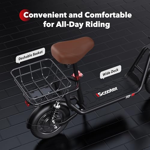 Electric Scooter with Seat, Long Range, Adjustable Handlebar, Dual Suspension V27936