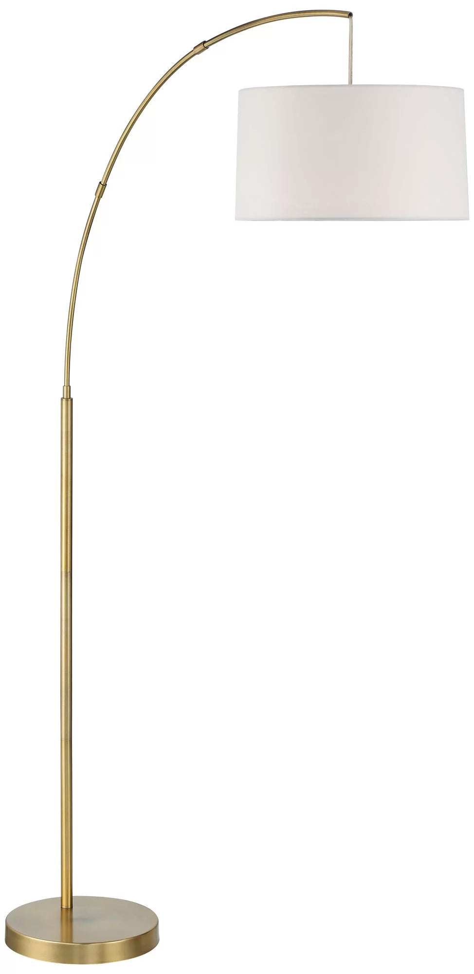 Modern Arc Floor Lamp 72" Tall Brass Metal White Linen Drum Shade E841911