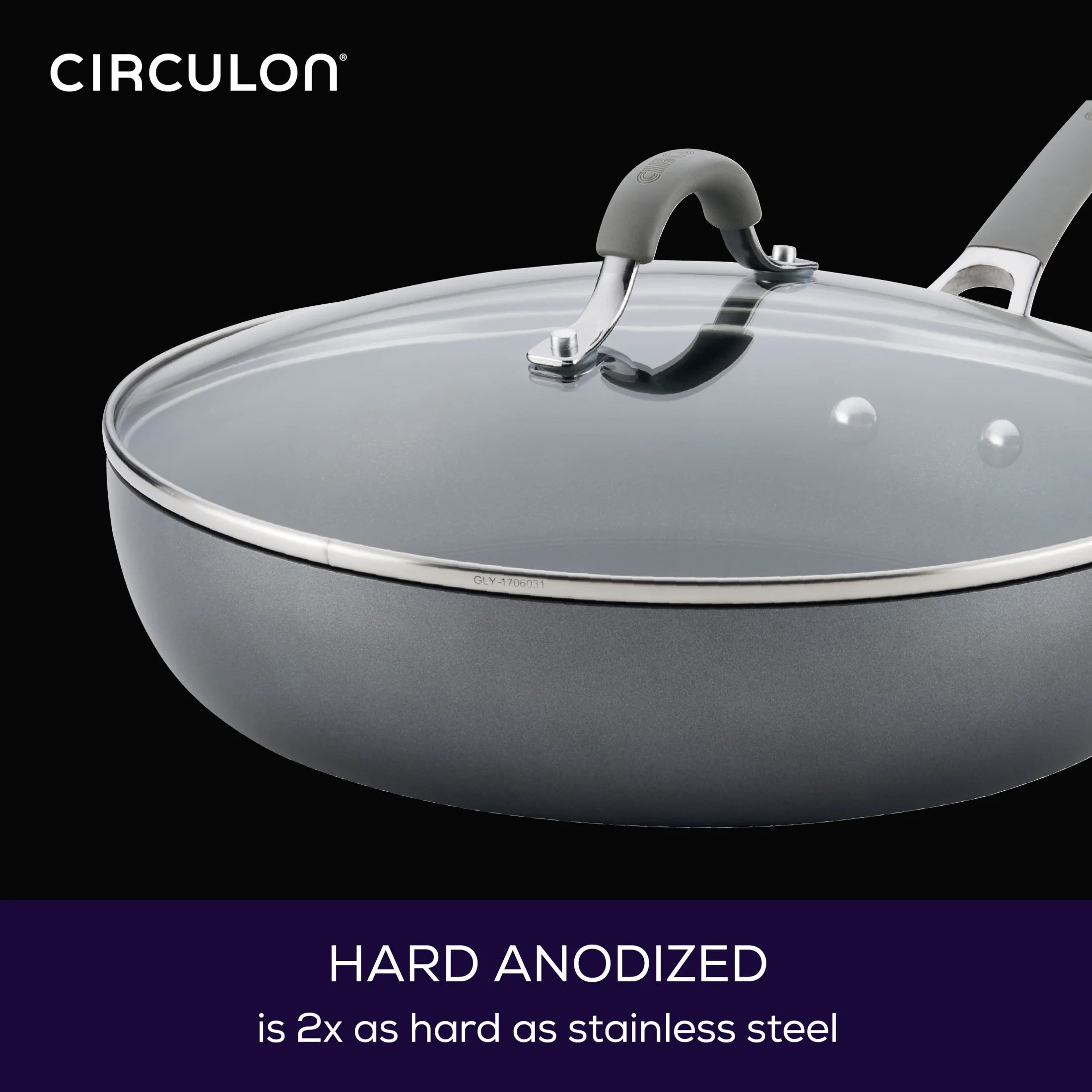 12 Inch Nonstick Deep Frying Pan with Lid, Gray E83015