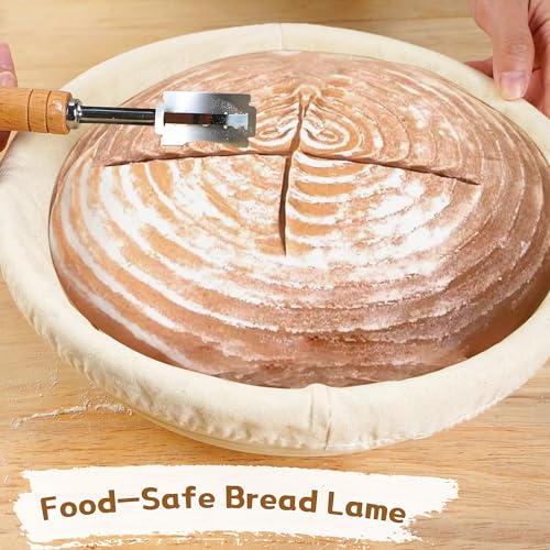 Bread Proofing Basket Kit with Linen Liner and Dough Tools M1098