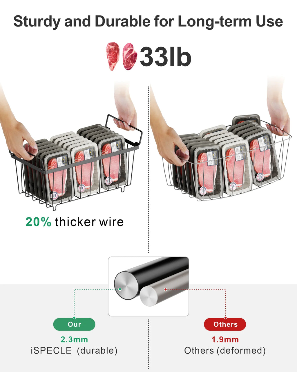 Chest Freezer Baskets 5 Pack Wire Storage Baskets for 7 Cu.FT Deep Freezer Stackable Organizer Bins with Fold-down Handles Black D172292