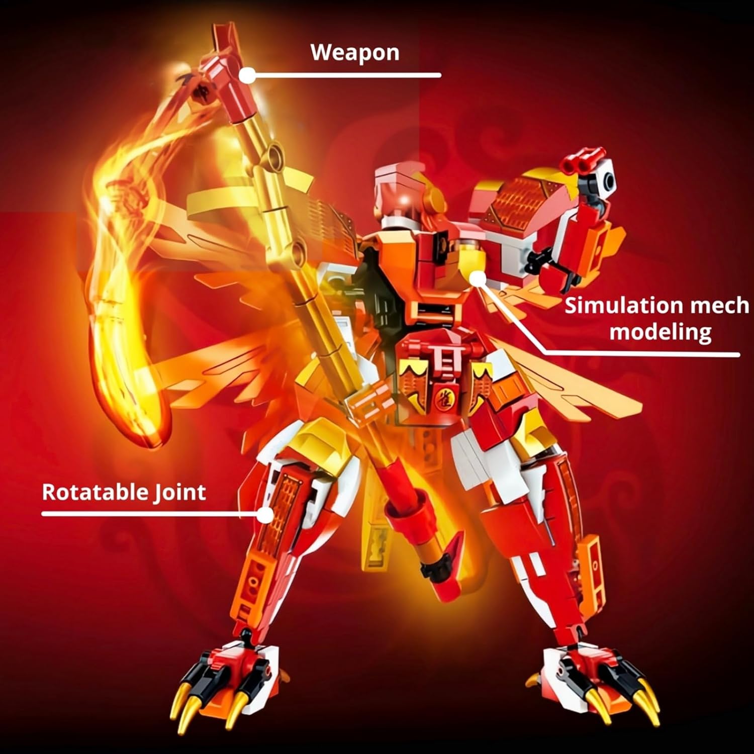 Red Ninja Warrior Robot Building Blocks Set W403516