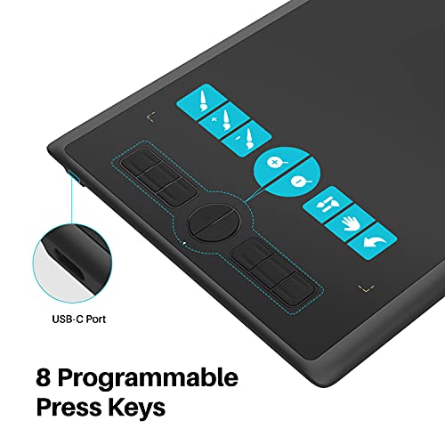 Drawing Tablet with Battery-Free Stylus 8192 Pressure Sensitivity for Digital Art T659484