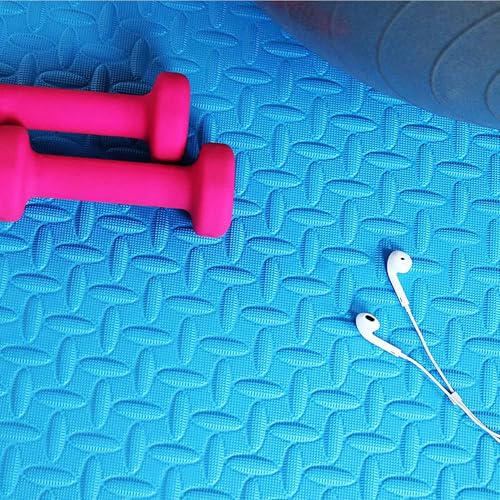Interlocking Foam Gym Flooring Mat, 1 Inch Thick, 6 Tiles, Black C4472