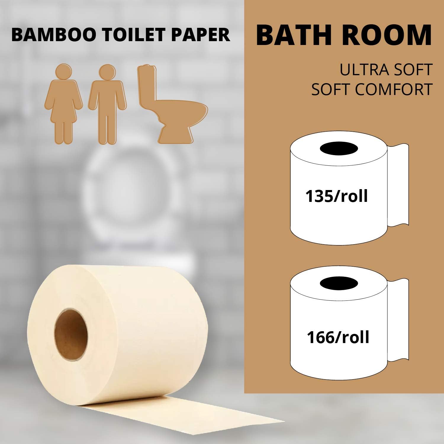 Bamboo Toilet Paper, 40 Mega Rolls, 10000 Sheets S81714