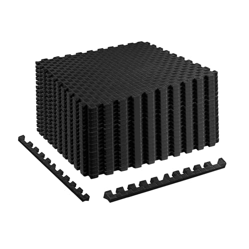 Interlocking Foam Gym Flooring Mat, 1 Inch Thick, 6 Tiles, Black C4472