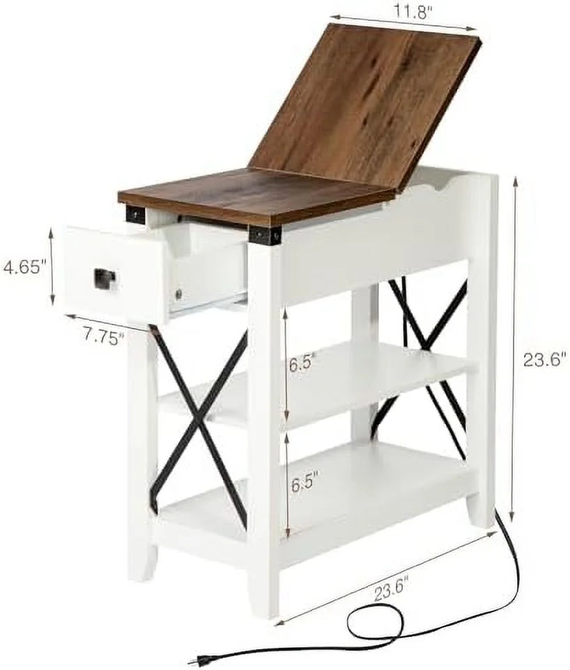Narrow End Table with Charging Station and USB Ports C257409