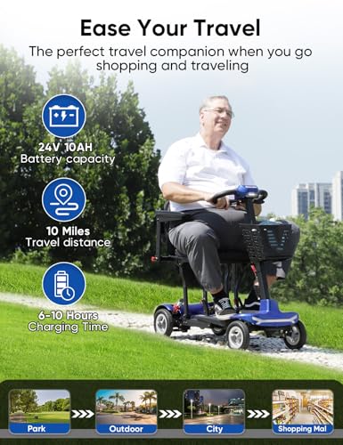 Ultra Lightweight Folding Mobility Scooter for Adults, 4 Wheel Travel Scooter W520