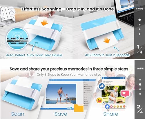 Photo Scanner for 4x6 inch Photos, Auto Crop, Mac and PC Compatible N47178