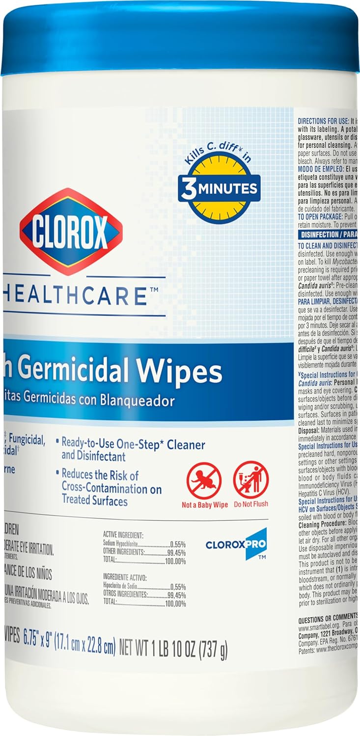 Germicidal Bleach Wipes, 70 Count S77461