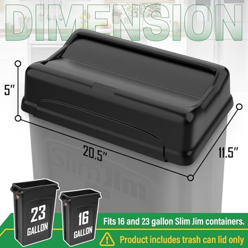 Swing Lid Trash Can, Heavy Duty Plastic, 16/23 Gallon, Pack of 2 A839904