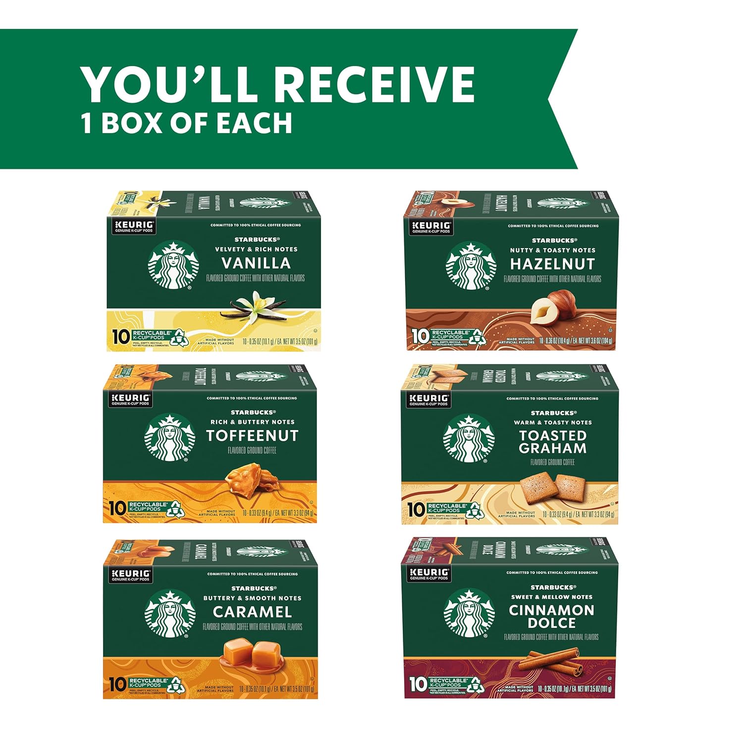 Variety Pack Flavored Coffee Pods for Keurig Brewers E3738