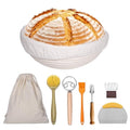 Sourdough Bread Proofing Baskets and Baking Supplies, A Complete Bread Making Kit Including 9 Inch Roun Bannetons, Bread Lame, Danish Whisk, Bowl & Dough Scrapers, and Linen Liners