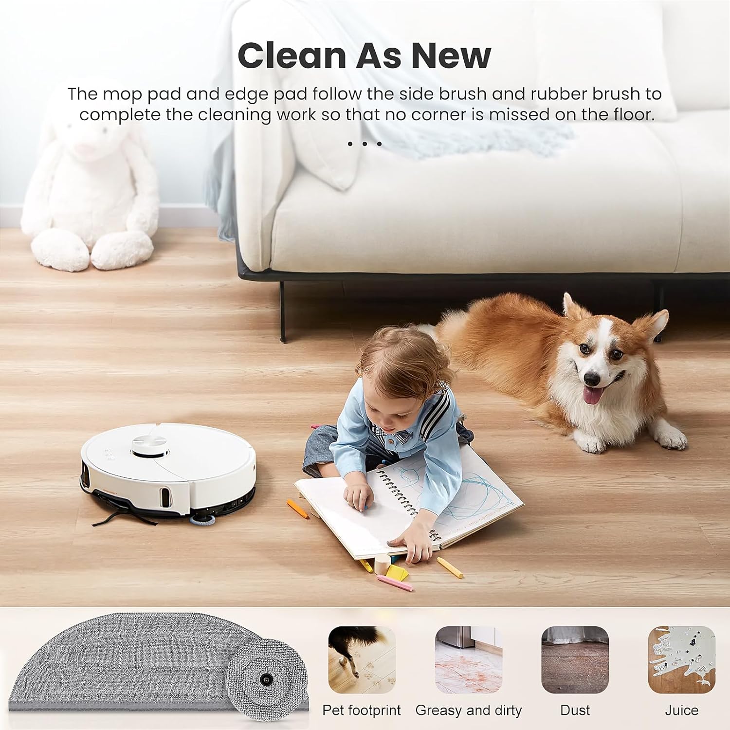 12 Pack Mop Pads Refills for Robot Vacuum, 6 Pack Mop Cloth with Dual Sonic Vibrations, 6 Pack Edge Mop Pads H24946