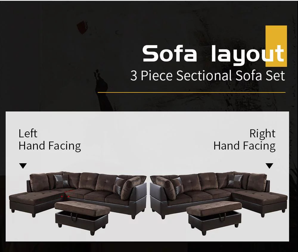 Sectional Sofa with Storage Ottoman I810