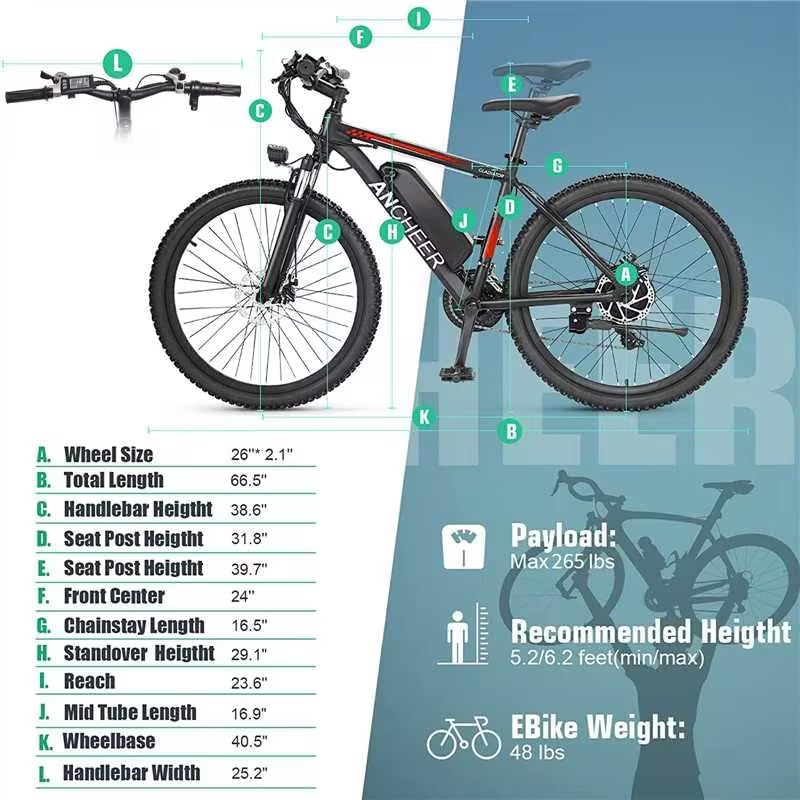 Electric Bike for Adults, 500W Motor, 48V Battery, Up to 55 Miles V6730