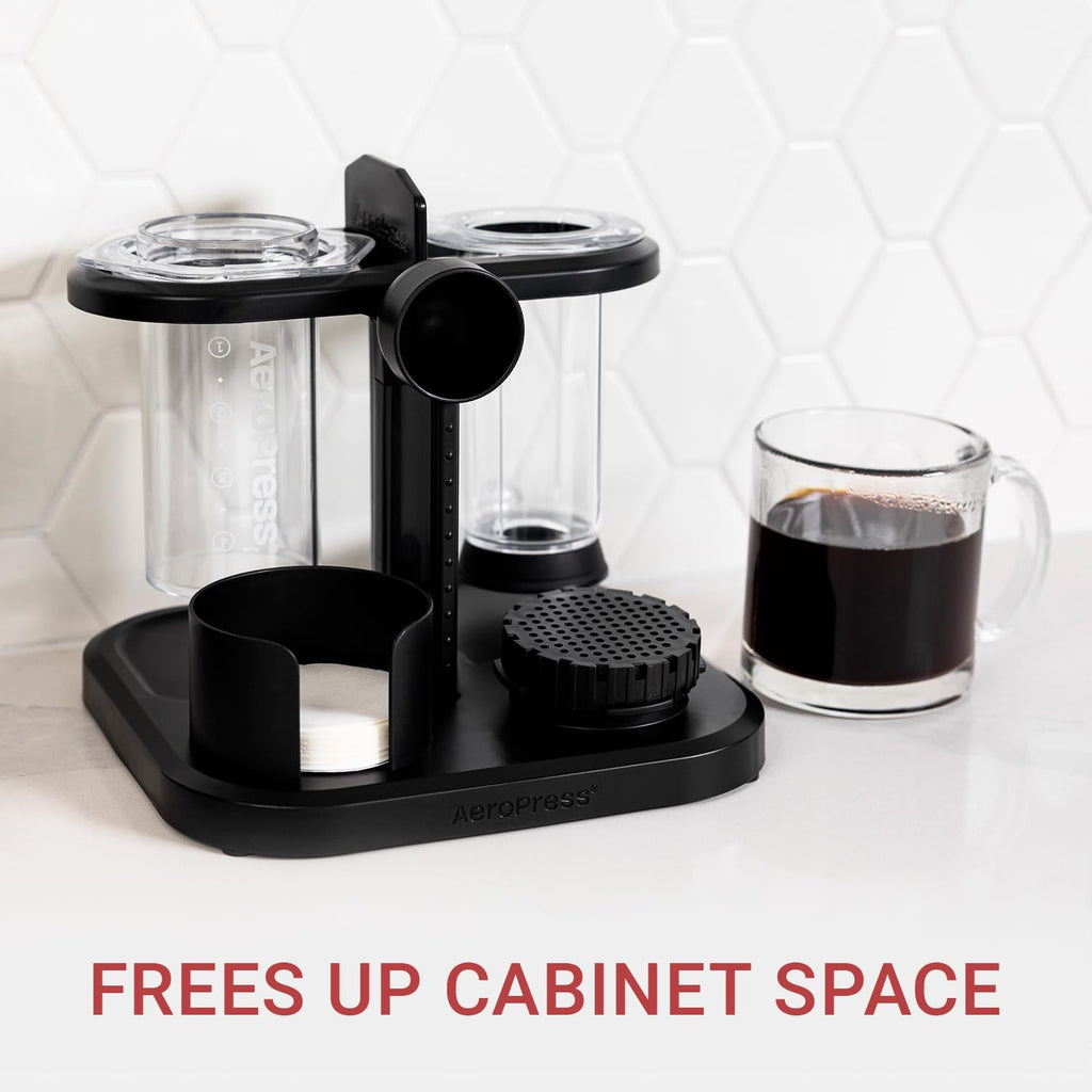 AeroPress Organizer Stand, Compact Storage for Coffee Maker and Accessories, Black Q27507