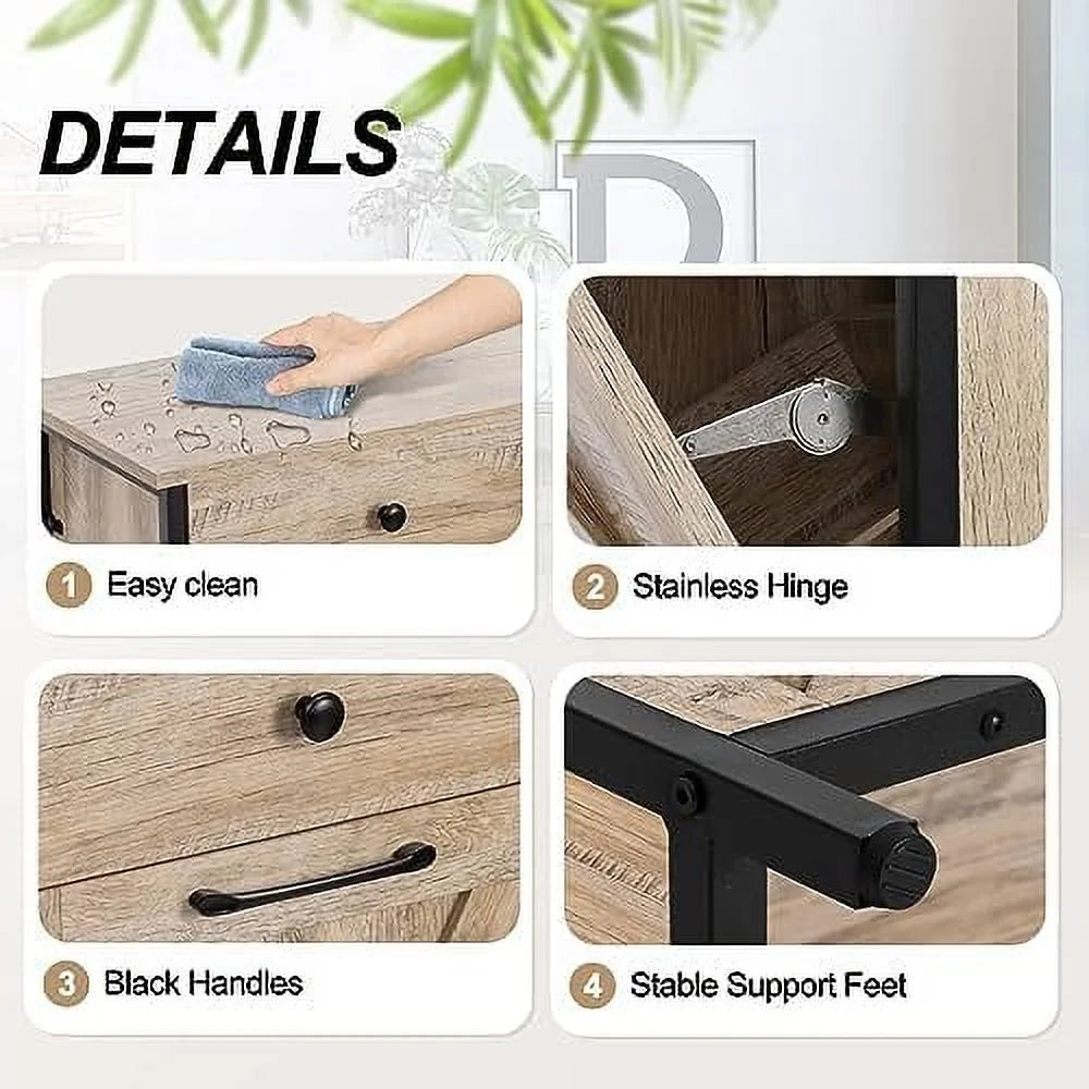 Double Barn Door Trash Cabinet with Hideaway Drawer G9317