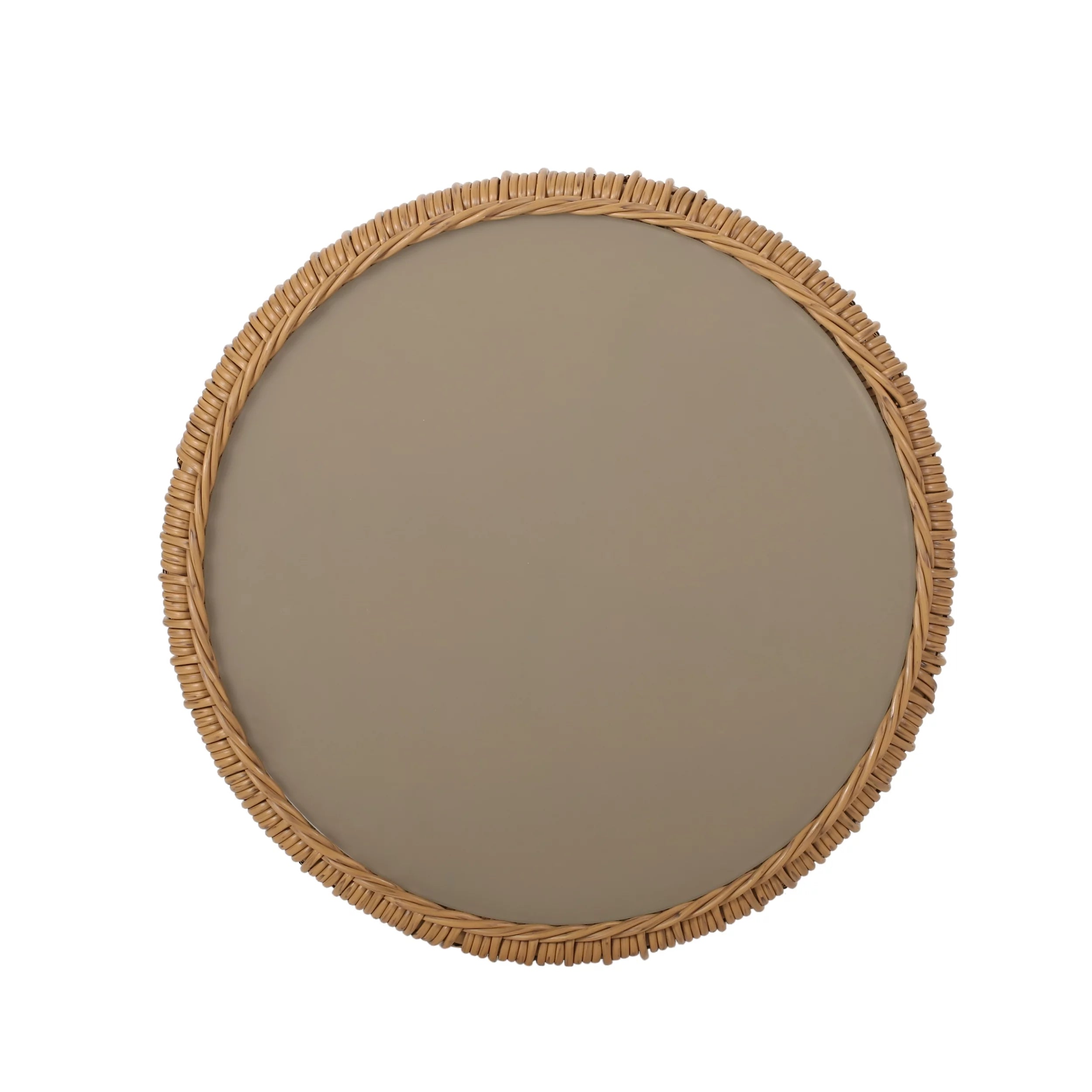 Outdoor Tempered Glass Top Wicker Side Table G58776