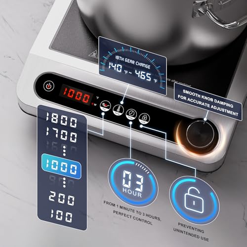 Induction Cooktop, 1800W Portable Burner with Timer Y4884