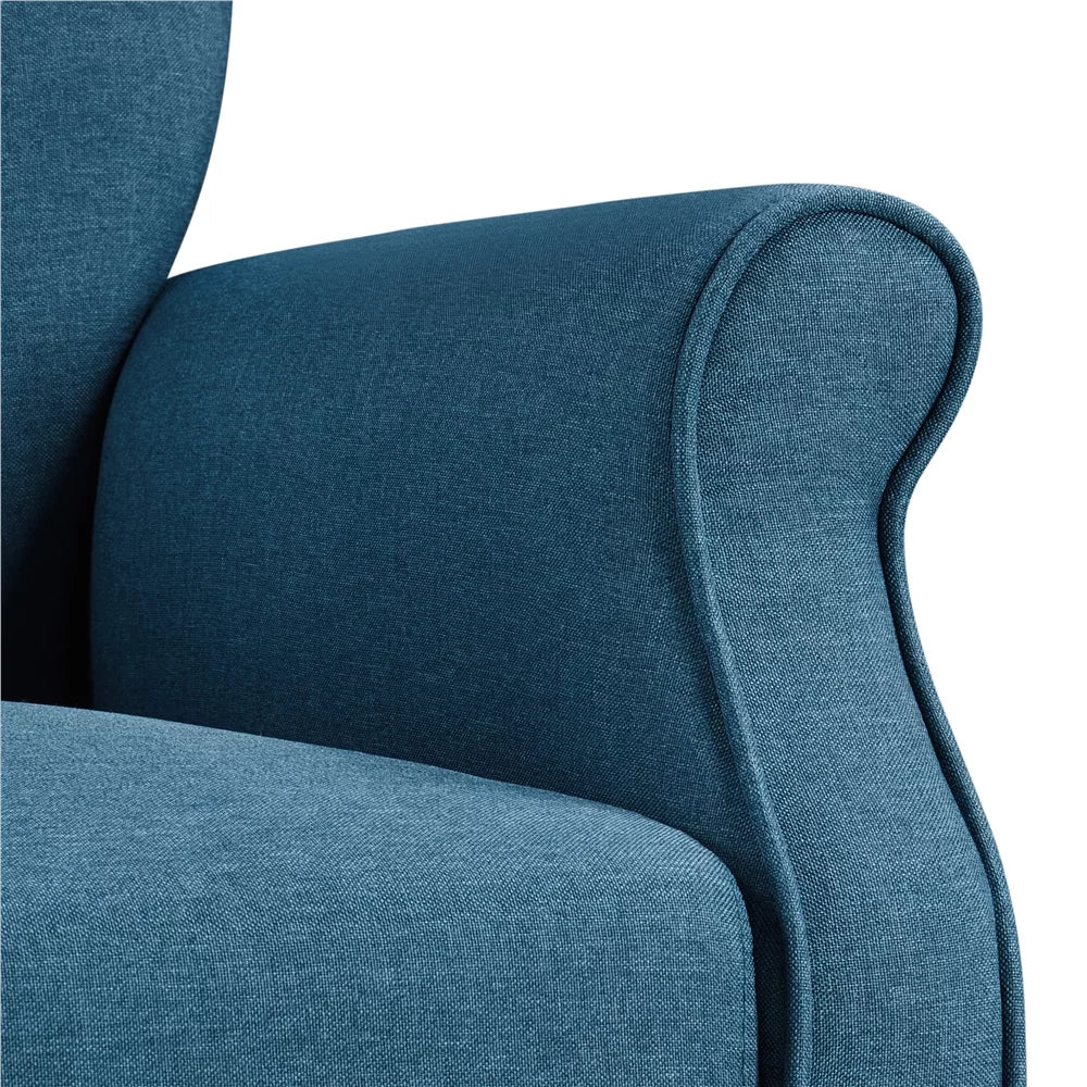 Modern Upholstered Accent Chair with Wooden Leg, Navy Blue Q80234