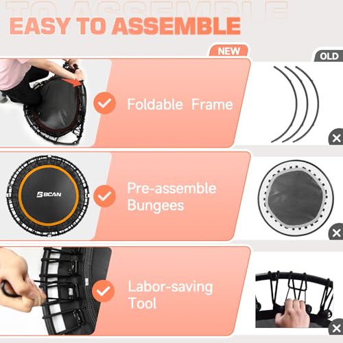 Foldable Mini Trampoline with Adjustable Foam Handle M67736