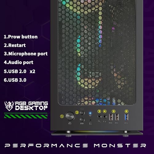 Gaming Desktop PC, Radeon RX 580 8G, Intel Core i7, 16G DDR3, 1T SSD, WiFi, RGB Keyboard & Mouse L78850
